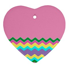 Easter Chevron Pattern Stripes Ornament (heart) by Nexatart