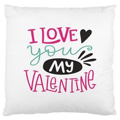 I Love You My Valentine (white) Our Two Hearts Pattern (white) Large Cushion Case (two Sides) by FashionFling