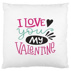 I Love You My Valentine (white) Our Two Hearts Pattern (white) Standard Flano Cushion Case (one Side) by FashionFling