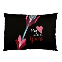 My Heart Points To Yours / Pink And Blue Cupid s Arrows (black) Pillow Case (two Sides) by FashionFling