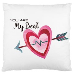 You Are My Beat / Pink And Teal Hearts Pattern (white)  Large Flano Cushion Case (two Sides) by FashionFling
