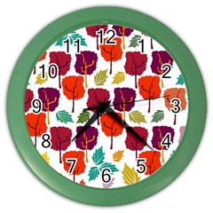 Tree Pattern Background Color Wall Clocks by Amaryn4rt