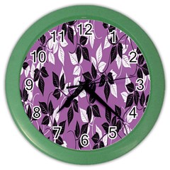 Floral Pattern Background Color Wall Clocks by Amaryn4rt