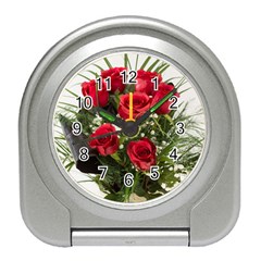 Red Roses Roses Red Flower Love Travel Alarm Clocks by Amaryn4rt