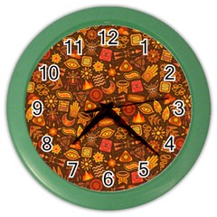 Pattern Background Ethnic Tribal Color Wall Clocks by Amaryn4rt