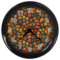 Pattern Background Ethnic Tribal Wall Clocks (black) by Amaryn4rt