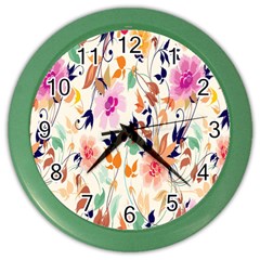 Vector Floral Art Color Wall Clocks by Amaryn4rt