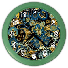 Retro Ethnic Background Pattern Vector Color Wall Clocks by Amaryn4rt
