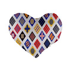 Plaid Triangle Sign Color Rainbow Standard 16  Premium Heart Shape Cushions by Alisyart