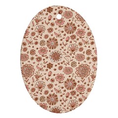 Retro Sketchy Floral Patterns Oval Ornament (two Sides) by TastefulDesigns