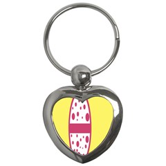 Easter Egg Shapes Large Wave Pink Yellow Circle Dalmation Key Chains (heart)  by Alisyart