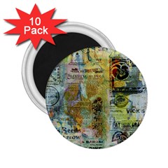 Old Newspaper And Gold Acryl Painting Collage 2 25  Magnets (10 Pack)  by EDDArt