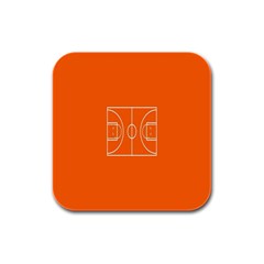 Basketball Court Orange Sport Orange Line Rubber Square Coaster (4 Pack)  by Alisyart