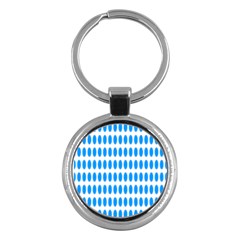 Polka Dots Blue White Key Chains (round)  by Mariart