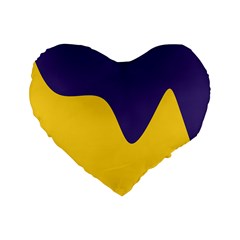 Purple Yellow Wave Standard 16  Premium Heart Shape Cushions by Mariart