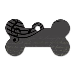 Music Clef Background Texture Dog Tag Bone (one Side) by Nexatart