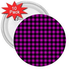 Lumberjack Fabric Pattern Pink Black 3  Buttons (10 Pack)  by EDDArt
