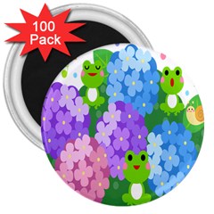 Animals Frog Face Mask Green Flower Floral Star Leaf Music 3  Magnets (100 Pack) by Mariart