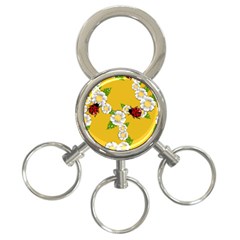 Flower Floral Sunflower Butterfly Red Yellow White Green Leaf 3-ring Key Chains by Mariart
