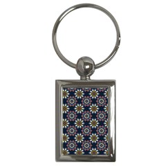 Floral Flower Star Blue Key Chains (rectangle)  by Mariart