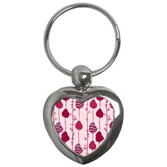 Flower Floral Mpink Frame Key Chains (heart)  by Mariart