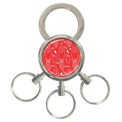 Moon Red Rocket Space 3-ring Key Chains by Mariart