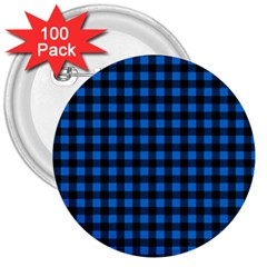 Lumberjack Fabric Pattern Blue Black 3  Buttons (100 Pack)  by EDDArt