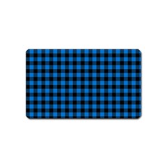Lumberjack Fabric Pattern Blue Black Magnet (name Card) by EDDArt