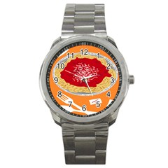 Instant Noodles Mie Sauce Tomato Red Orange Knife Fox Food Pasta Sport Metal Watch by Mariart