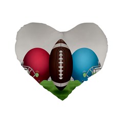 Helmet Ball Football America Sport Red Brown Blue Green Standard 16  Premium Heart Shape Cushions by Mariart