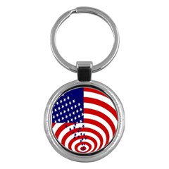 Star Line Hole Red Blue Key Chains (round)  by Mariart