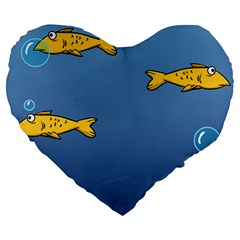 Water Bubbles Fish Seaworld Blue Large 19  Premium Heart Shape Cushions by Mariart