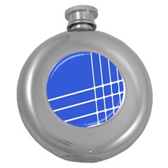 Line Stripes Blue Round Hip Flask (5 Oz) by Mariart