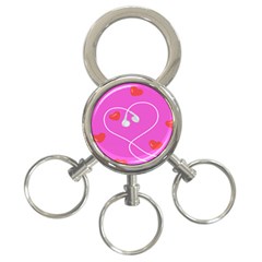 Heart Love Pink Red 3-ring Key Chains by Mariart