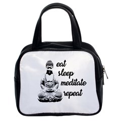 Eat, Sleep, Meditate, Repeat  Classic Handbags (2 Sides) by Valentinaart