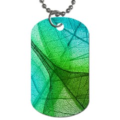 Sunlight Filtering Through Transparent Leaves Green Blue Dog Tag (two Sides) by BangZart