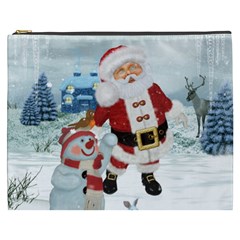 Funny Santa Claus With Snowman Cosmetic Bag (xxxl)  by FantasyWorld7
