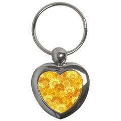Flower Sunflower Floral Beauty Sexy Key Chains (heart)  by Mariart
