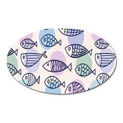 Love Fish Seaworld Swim Blue White Sea Water Cartoons Rainbow Polka Dots Oval Magnet by Mariart