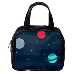 Space Pelanet Galaxy Comet Star Sky Blue Classic Handbags (one Side) by Mariart