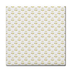 Gold Scales Of Justice On White Repeat Pattern All Over Print Face Towel by PodArtist