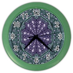 Star And Flower Mandala In Wonderful Colors Color Wall Clocks by pepitasart