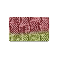 Knitted Wool Square Pink Green Magnet (name Card) by snowwhitegirl