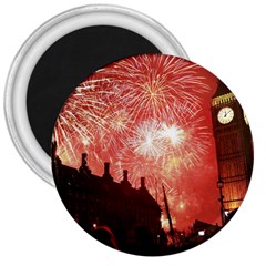 London Celebration New Years Eve Big Ben Clock Fireworks 3  Magnets by Sapixe