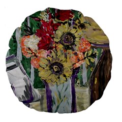 Sunflowers And Lamp Large 18  Premium Flano Round Cushions by bestdesignintheworld