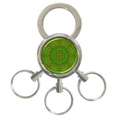 Wonderful Mandala Of Green And Golden Love 3-ring Key Chains by pepitasart