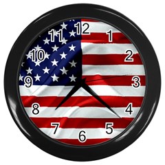 American Usa Flag Wall Clocks (black) by FunnyCow