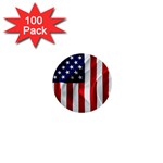 American Usa Flag Vertical 1  Mini Buttons (100 pack)  Front