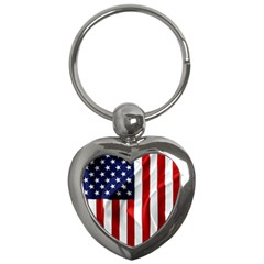 American Usa Flag Vertical Key Chains (heart)  by FunnyCow
