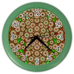 Flower Wreaths And Ornate Sweet Fauna Color Wall Clock by pepitasart